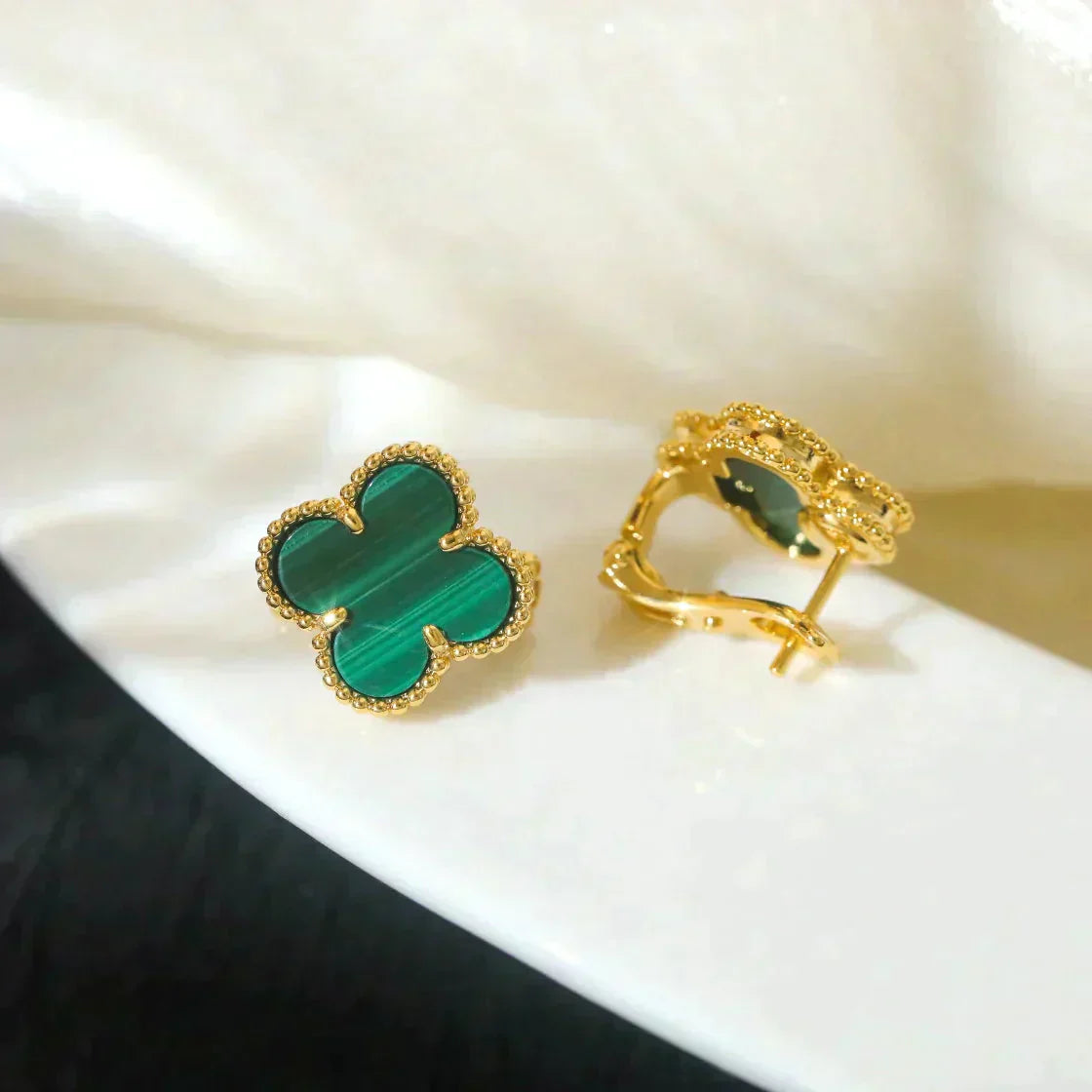 [Eterna Jewels]CLOVER MEDIUM 1 MOTIFS MALACHITE  EARRINGS
