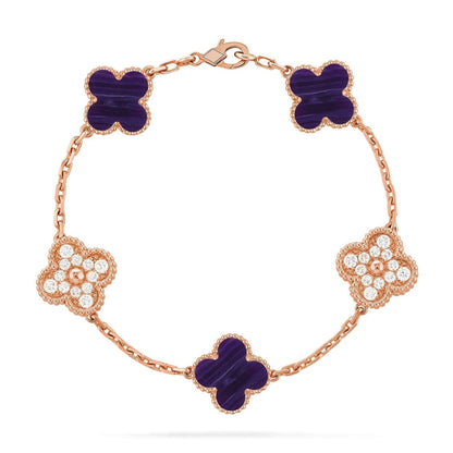 [Eterna Jewels]CLOVER 5 MOTIF PURPLE STRIPES BRACELET COLLECTION