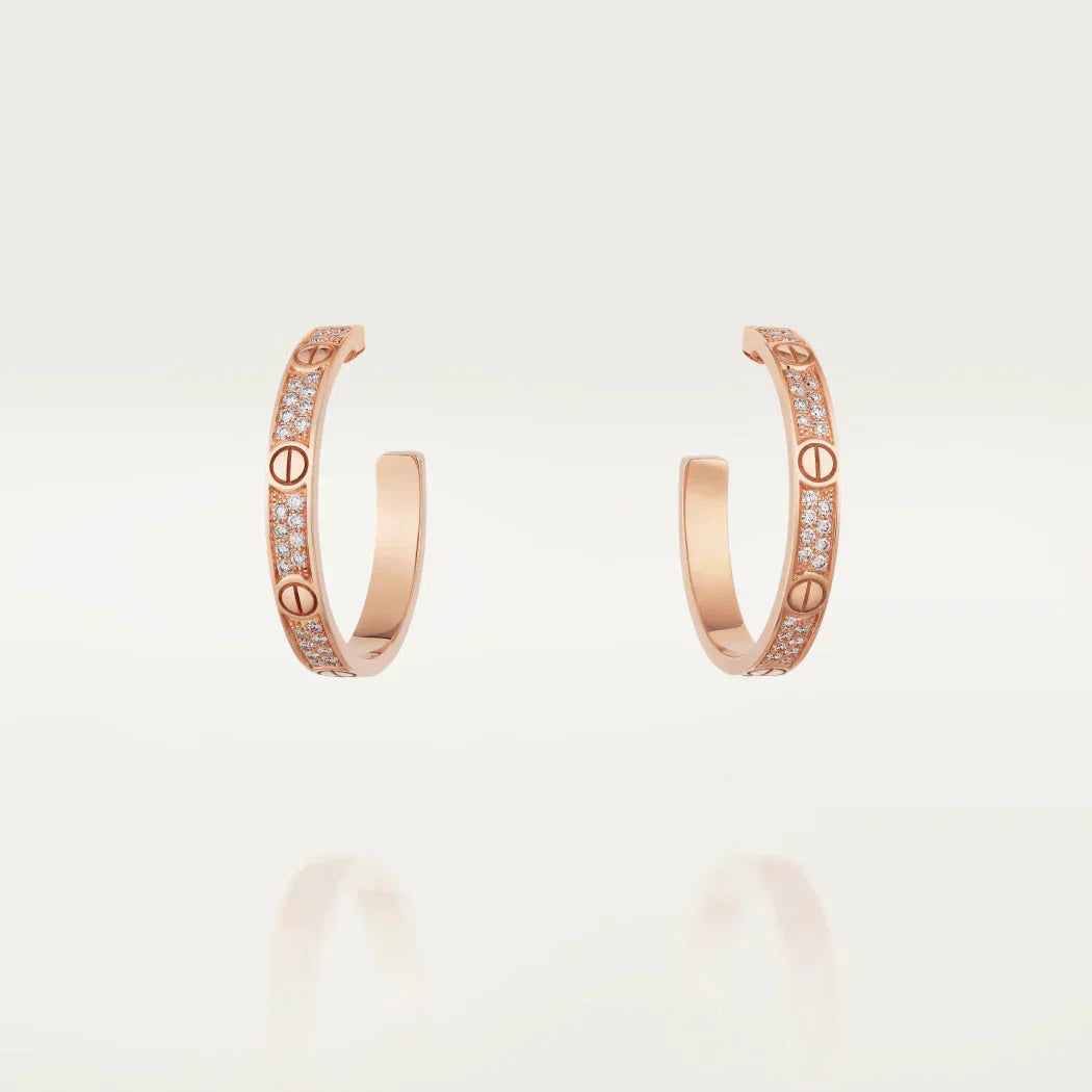 [Eterna Jewels]LOVE DIAMOND PINK GOLD HOOP EARRINGS